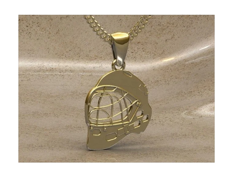 POUKAR přívěsek florbalová maska zlato