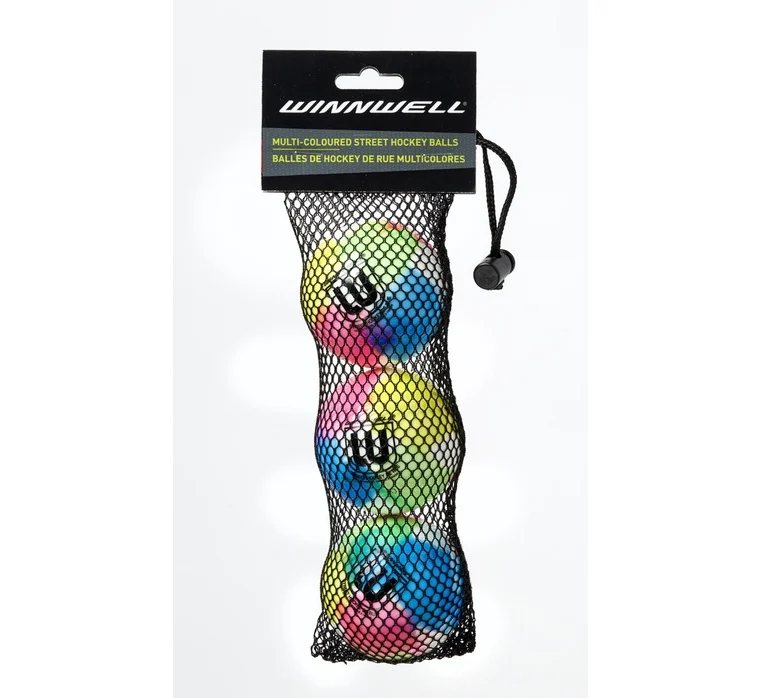 WINNWELL míčky hokejbal duhové 3 pack