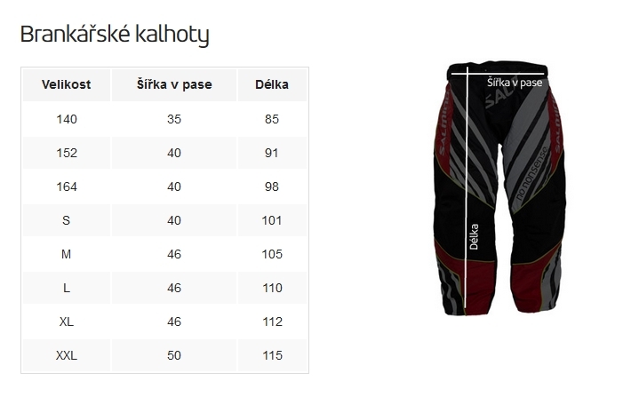 Velikostní tabulky SALMING Atlas Goalie Pant JR Orange/Black | SPORT 15