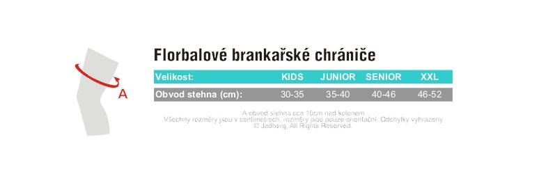 Velikostní tabulky JADBERG chrániče kolen Frame 2 | SPORT 15