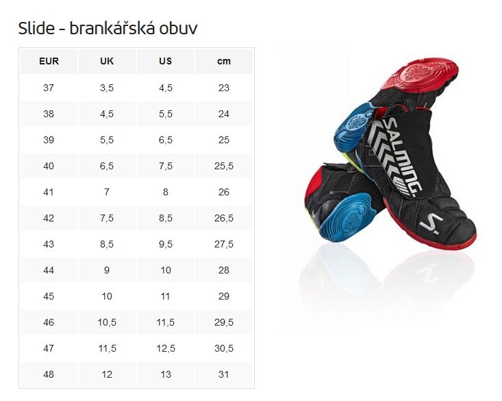 Velikostní tabulky SALMING Slide 5 Goalie Shoe White/Black | SPORT 15